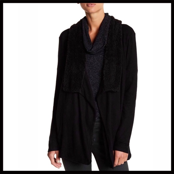 BLACK LONG DRAPED SHAWL OVERSIZED CARDIGAN A3C - Picture 3 of 8